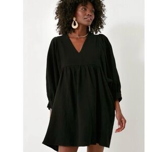 Tuckernuck Pomander Place Black Gauze Millie Dress Sz L Mini Swing NWT